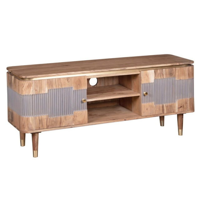 Ashiko Modern Acacia Wood TV Stand With Storage