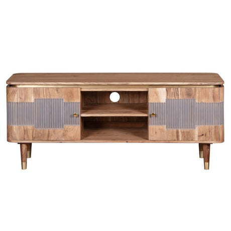 Ashiko Modern Acacia Wood TV Stand With Storage