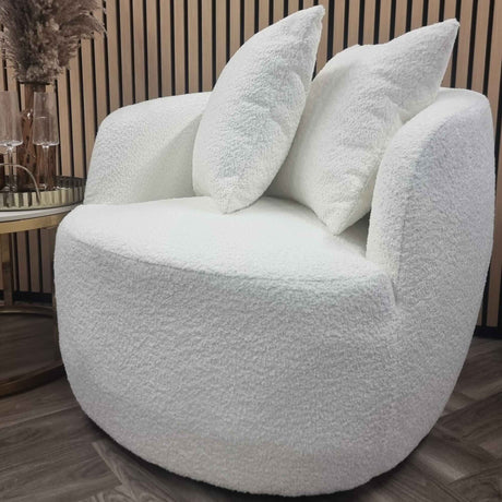 Emerson Modern Minimalist White Boucle Lounge Chair