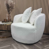 Emerson Modern Minimalist White Boucle Lounge Chair