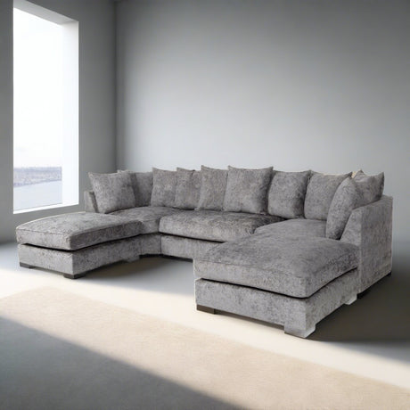 Modern-Mottled-Grey-Cotton-Fabric-5-Seater-U-Shaped-Sofa-With-2-Ottomans-335cm