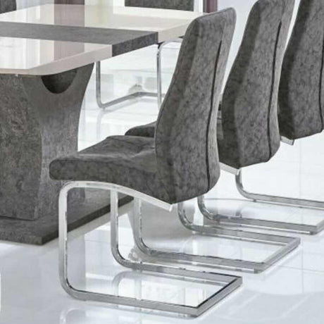 Modern-Mottled-Grey-Faux-Leather-Dining-Chair-With-Chrome-Metal-Cantilever-Base-Set-of-2