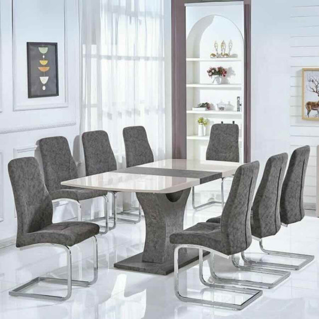 Modern-Mottled-Grey-Faux-Leather-Dining-Chair-With-Chrome-Metal-Cantilever-Base-Set-of-2