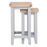 Alexandra Modern Oak Wood Square Nesting Grey Side Tables Set of 2