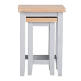 Alexandra Modern Oak Wood Square Nesting Grey Side Tables Set of 2