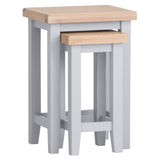 Alexandra Modern Oak Wood Square Nesting Grey Side Tables Set of 2