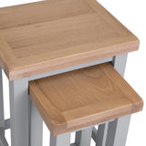 Alexandra Modern Oak Wood Square Nesting Grey Side Tables Set of 2