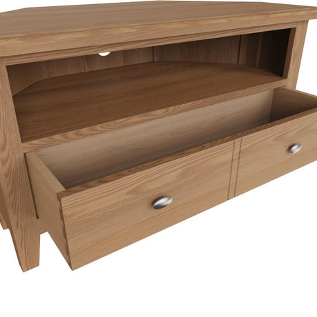 Jameson Classic Oak Wood Corner TV Stand With Storage