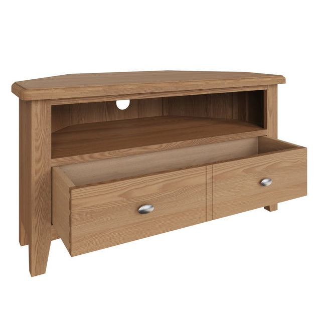 Jameson Classic Oak Wood Corner TV Stand With Storage