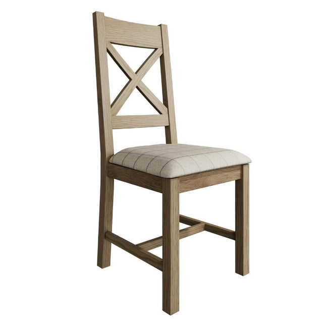 Modern-Oak-Wood-Dining-Chair-With-Fabric-Checkered-Seat-Set-of-2