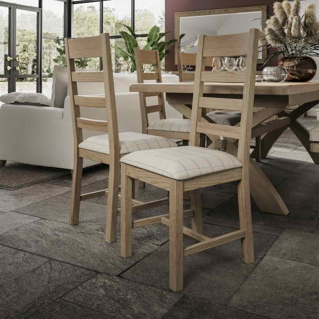 Modern-Oak-Wood-Dining-Chair-With-Fabric-Checkered-Seat-Set-of-2