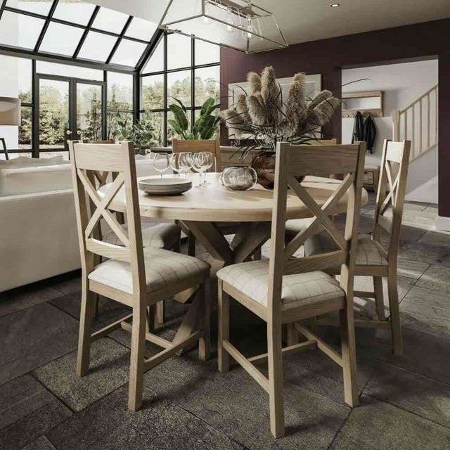 Modern-Oak-Wood-Dining-Chair-With-Fabric-Checkered-Seat-Set-of-2