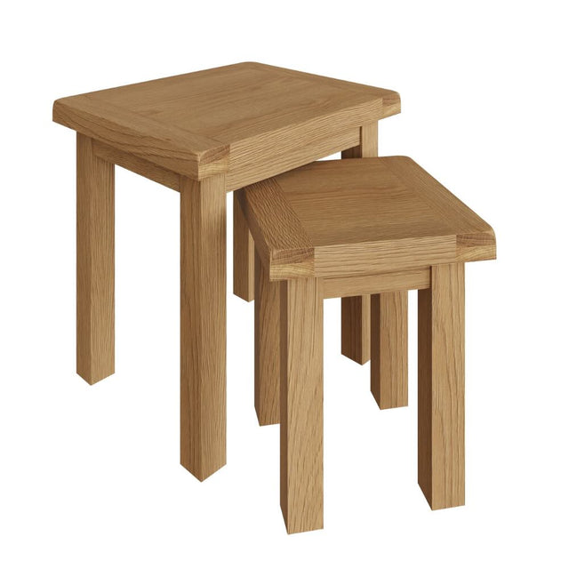 Arthur Rustic Oak Wood Square Nesting Side Tables Set of 2