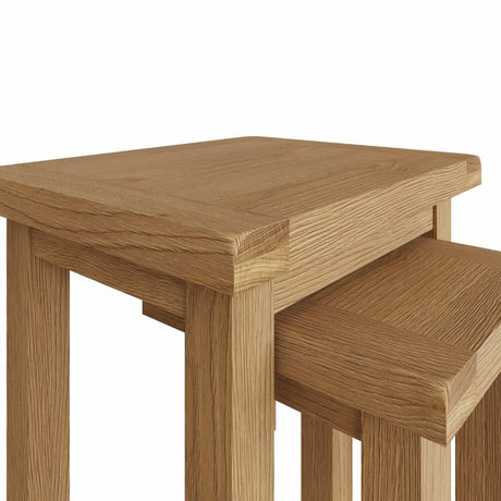 Arthur Rustic Oak Wood Square Nesting Side Tables Set of 2