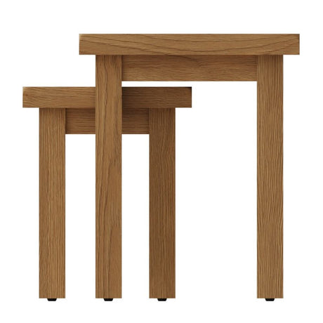 Arthur Rustic Oak Wood Square Nesting Side Tables Set of 2