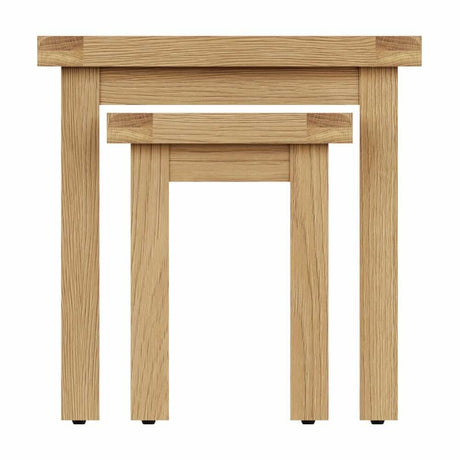 Arthur Rustic Oak Wood Square Nesting Side Tables Set of 2