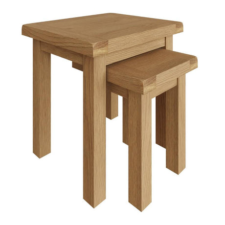 Arthur Rustic Oak Wood Square Nesting Side Tables Set of 2