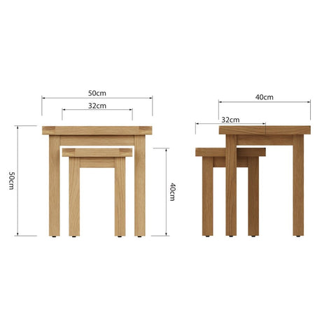 Arthur Rustic Oak Wood Square Nesting Side Tables Set of 2