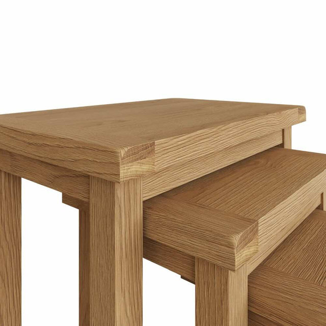 Arthur Rustic Oak Wood Square Nesting Side Tables Set of 3