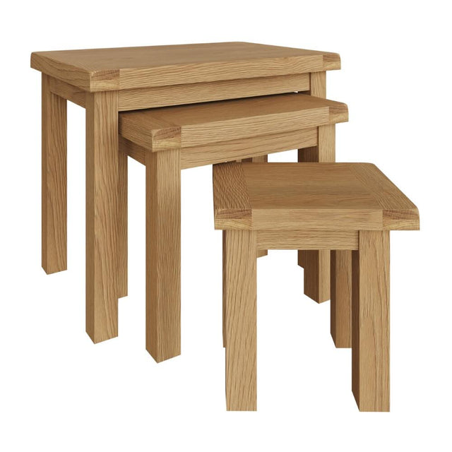 Arthur Rustic Oak Wood Square Nesting Side Tables Set of 3