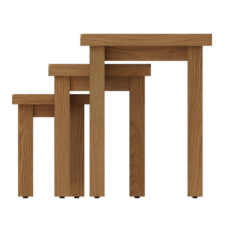 Arthur Rustic Oak Wood Square Nesting Side Tables Set of 3