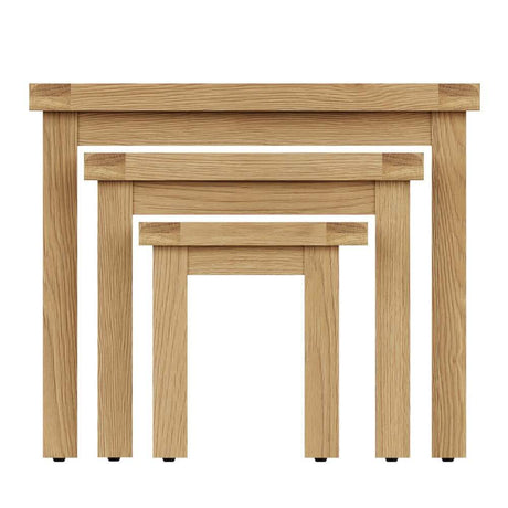 Arthur Rustic Oak Wood Square Nesting Side Tables Set of 3