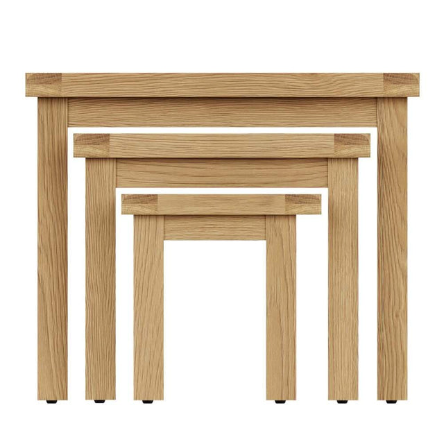 Arthur Rustic Oak Wood Square Nesting Side Tables Set of 3