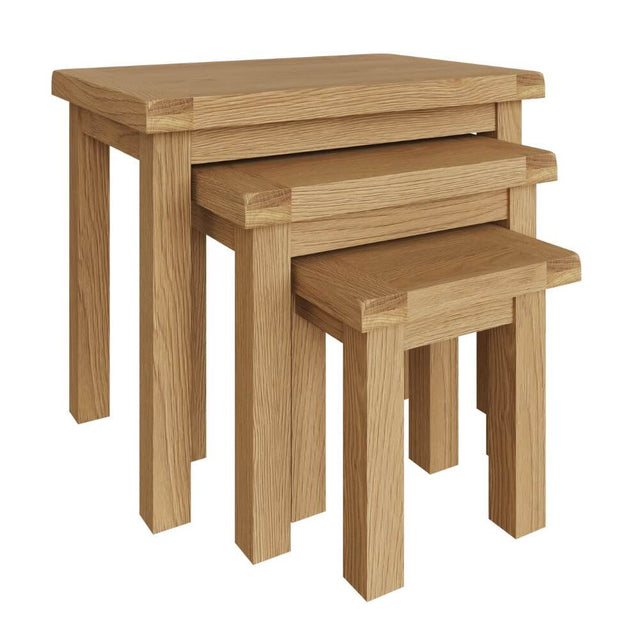 Arthur Rustic Oak Wood Square Nesting Side Tables Set of 3