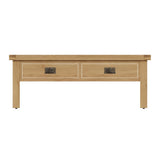 Arthur Rustic Rectangular Oak Wood Coffee Table With Drawers 120cm