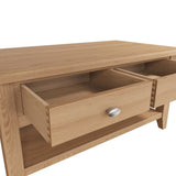 Jameson Rustic Rectangular Oak Wood Coffee Table With Storage 90cm