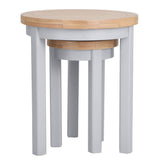 Alexandra Modern Oak Wood Round Nesting Side Tables Set of 2