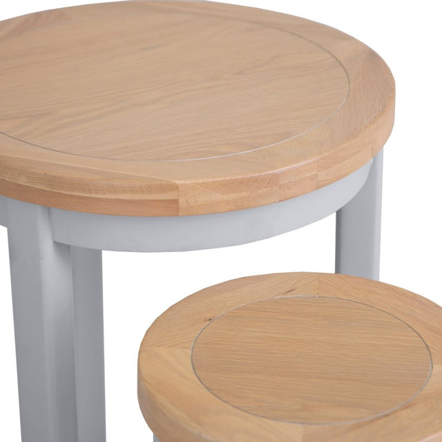 Alexandra Modern Oak Wood Round Nesting Side Tables Set of 2