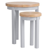 Alexandra Modern Oak Wood Round Nesting Side Tables Set of 2