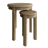 Nathan Rustic Oak Wood Round Nesting Side Tables Set of 2