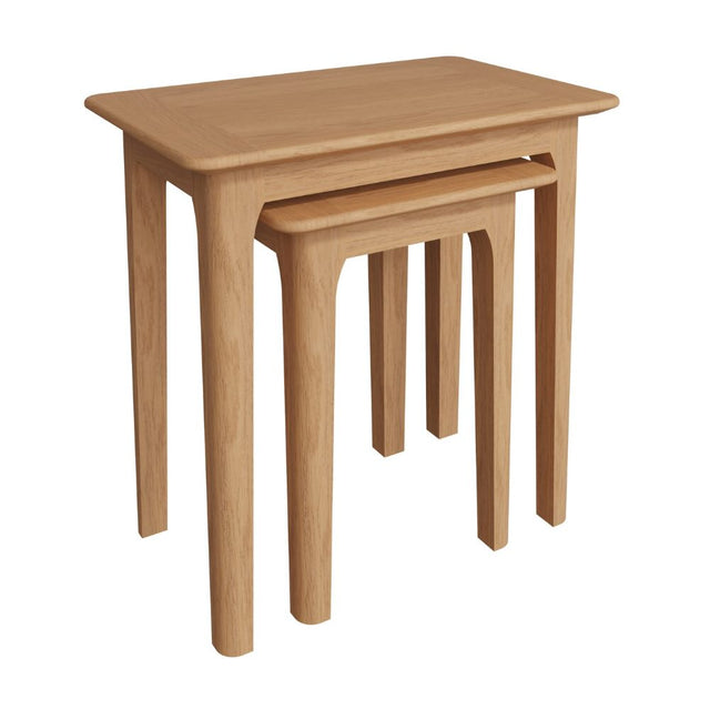 Monroe Modern Scandinavian Style Oak Wood Nesting Side Tables Set of 2