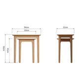 Monroe Modern Scandinavian Style Oak Wood Nesting Side Tables Set of 2