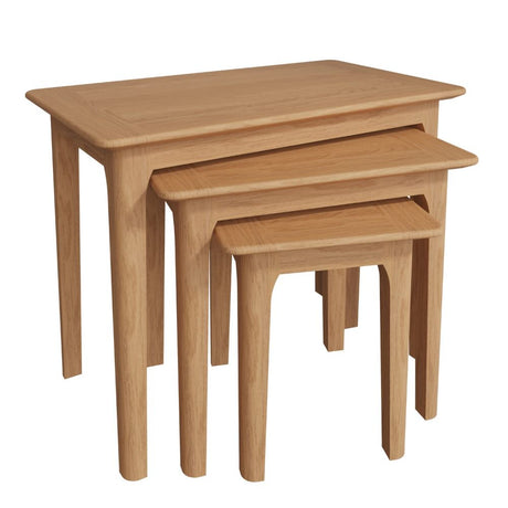 Monroe Modern Scandinavian Style Oak Wood Nesting Side Tables Set of 3