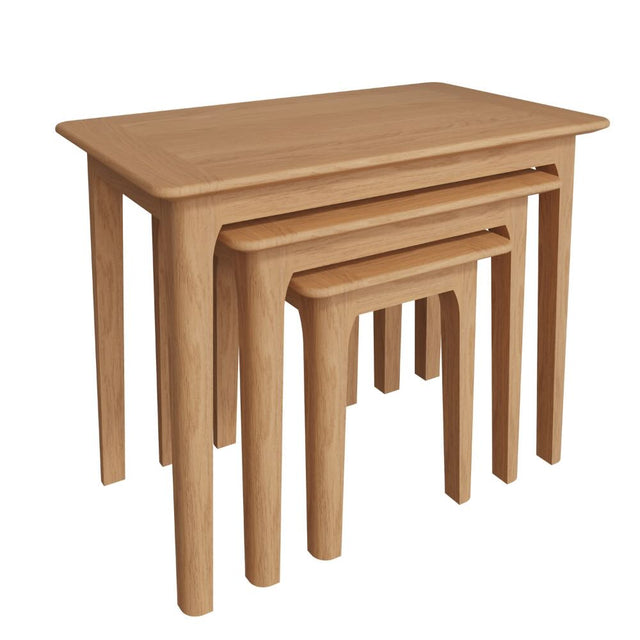 Monroe Modern Scandinavian Style Oak Wood Nesting Side Tables Set of 3