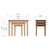 Monroe Modern Scandinavian Style Oak Wood Nesting Side Tables Set of 3