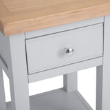 Alexandra Modern Oak Wood Square Grey Side Table With Drawer