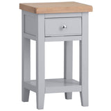 Alexandra Modern Oak Wood Square Grey Side Table With Drawer