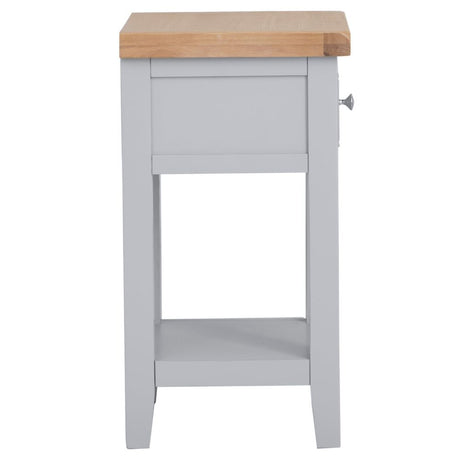 Alexandra Modern Oak Wood Square Grey Side Table With Drawer