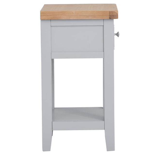 Alexandra Modern Oak Wood Square Grey Side Table With Drawer