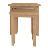 Jameson Rustic Oak Wood Square Nesting Side Tables Set of 2