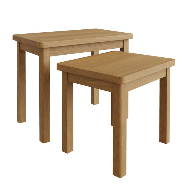 Maxwell Modern Oak Wood Square Nesting Side Tables Set of 2