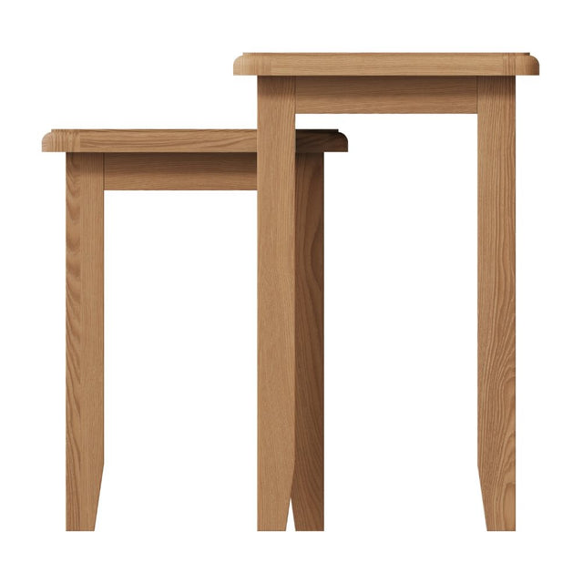 Jameson Rustic Oak Wood Square Nesting Side Tables Set of 2