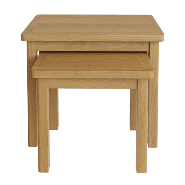 Maxwell Modern Oak Wood Square Nesting Side Tables Set of 2