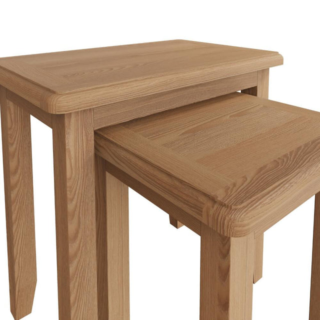 Jameson Rustic Oak Wood Square Nesting Side Tables Set of 2