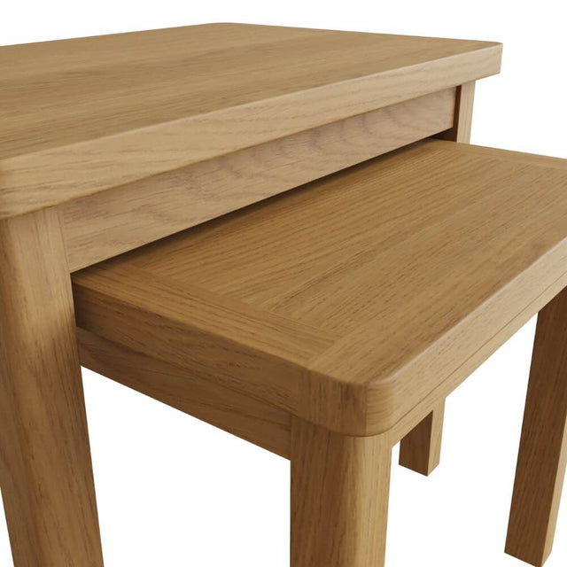 Maxwell Modern Oak Wood Square Nesting Side Tables Set of 2