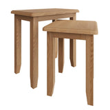 Jameson Rustic Oak Wood Square Nesting Side Tables Set of 2